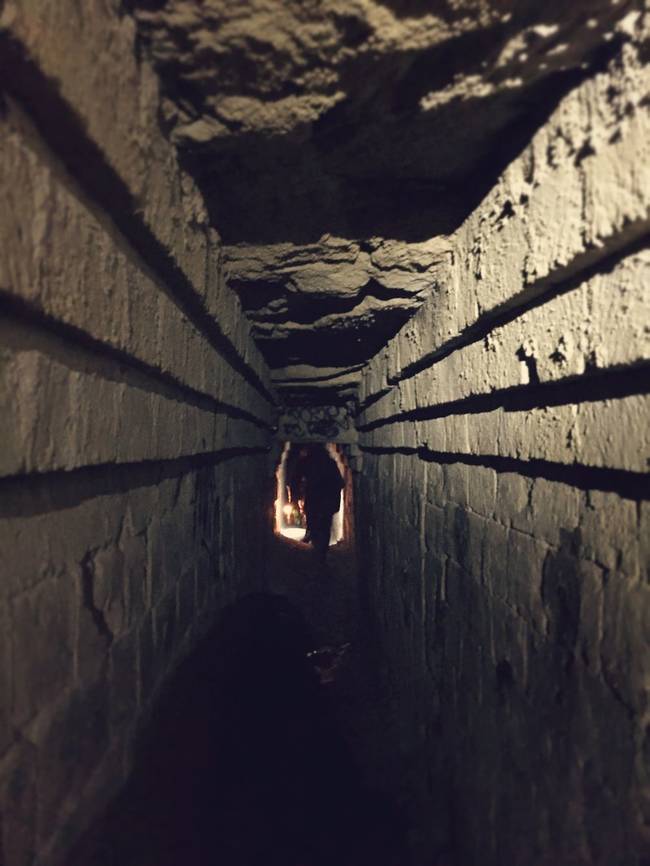 The passages are tight, dark and low-ceilinged. That means you have to keep your head down.