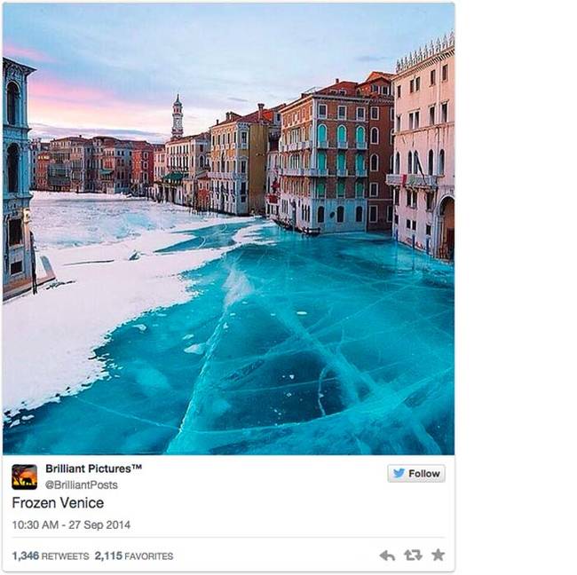 13.) This picture of a frozen Venice is actually a combination of a picture of the city and a frozen lake in Siberia.