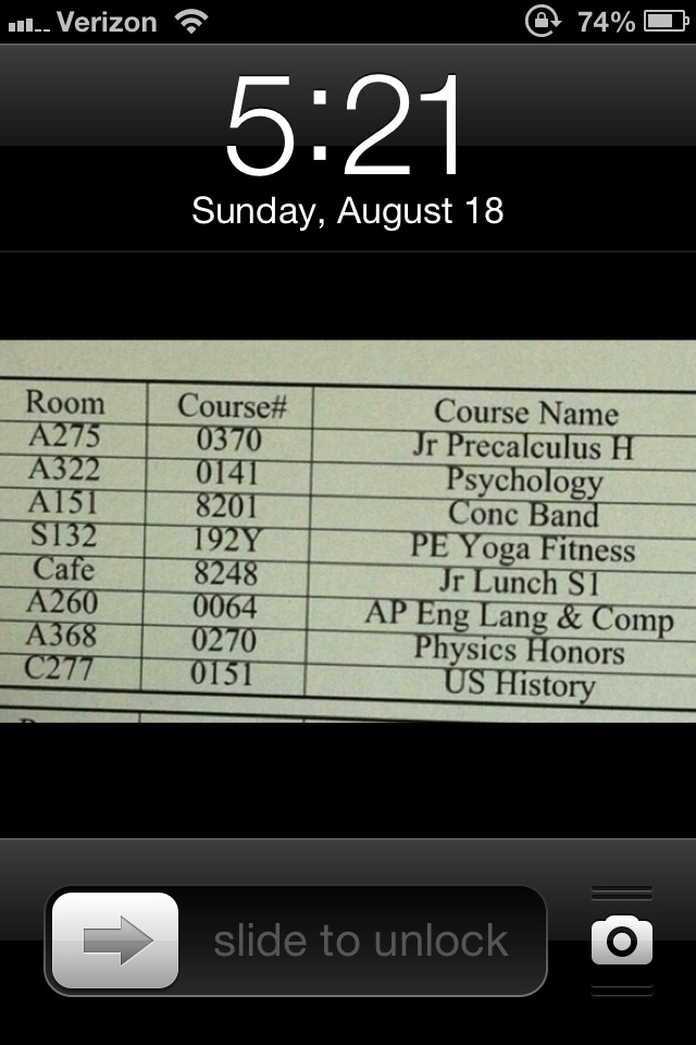 4.) Make your lockscreen your class schedule for the first few weeks.