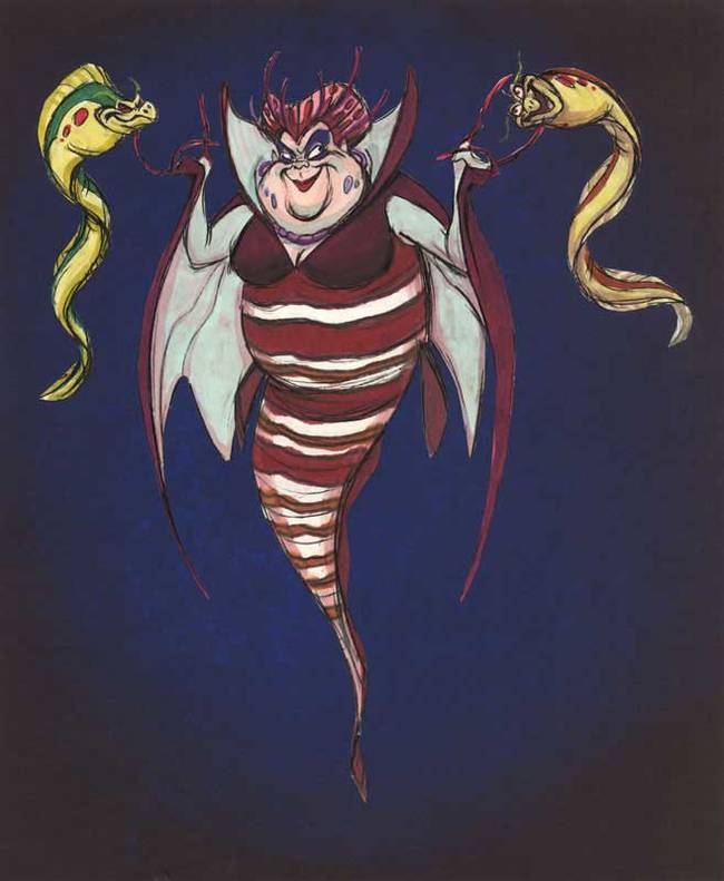 6.) During development, Ursula was drawn as a spinefish or a scorpion fish with lots of spikes and spines. This is much different from the eight-legged lady that made it to the film.