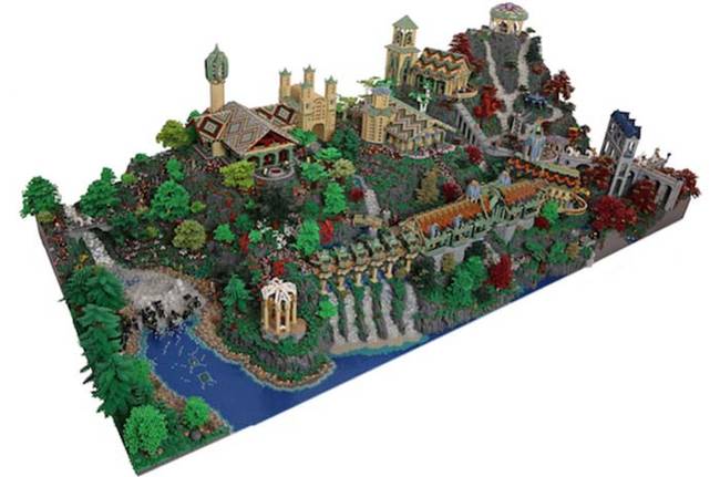 1.) Lord Of The Rings. This amazing scale model of the Elven city of Rivendell from Lord Of The Rings was created by veritable Lego Master Builder, Alice Finch.