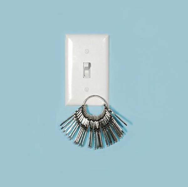 4.) Never forget your keys when you're going out the door with this magnetic light switch plate.