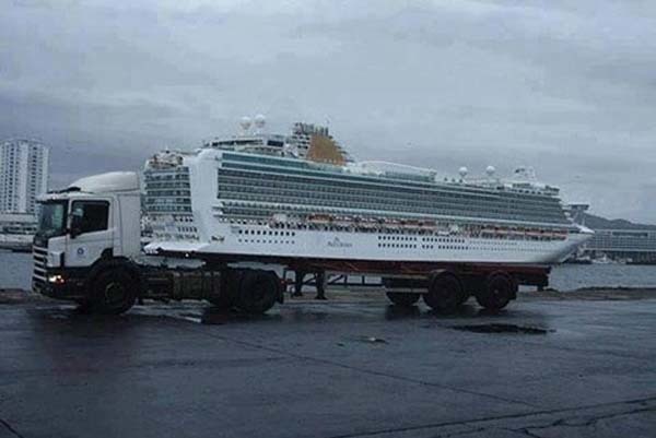 24.) Sadly, this ship isn't being transported by a giant semi.