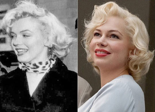 9.) Marilyn Monroe played by Michelle Williams in <em>My Week with Marilyn</em>