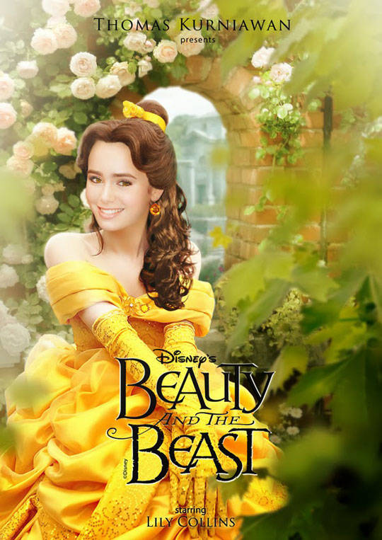 Lily Collins as Belle in <i>Beauty and the Beast</i>