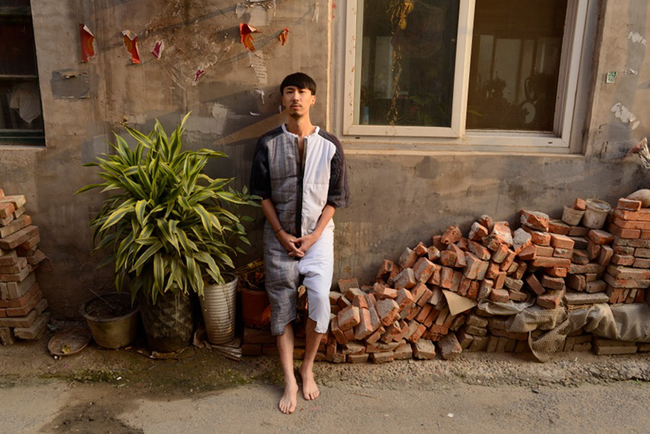 The suit modeled on the streets of Beijing.