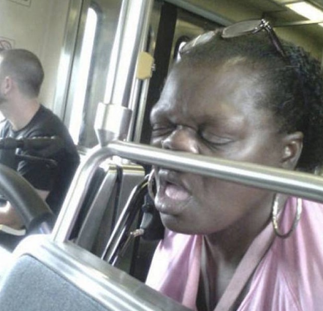 17.) This one's for everybody who thinks you can catch up on your beauty rest while riding the bus.