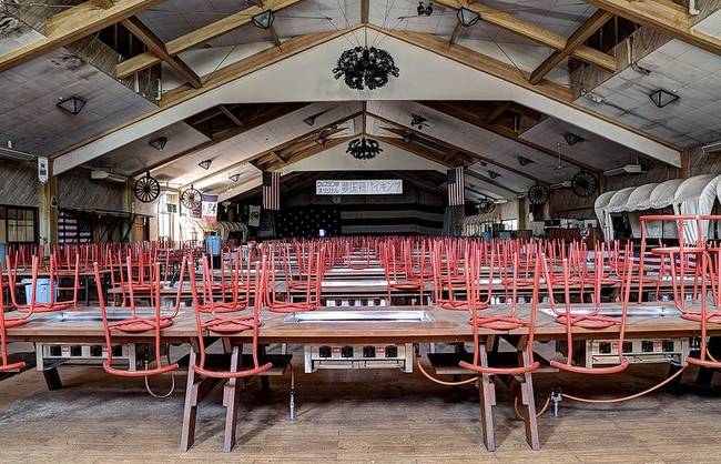 A huge mess hall.