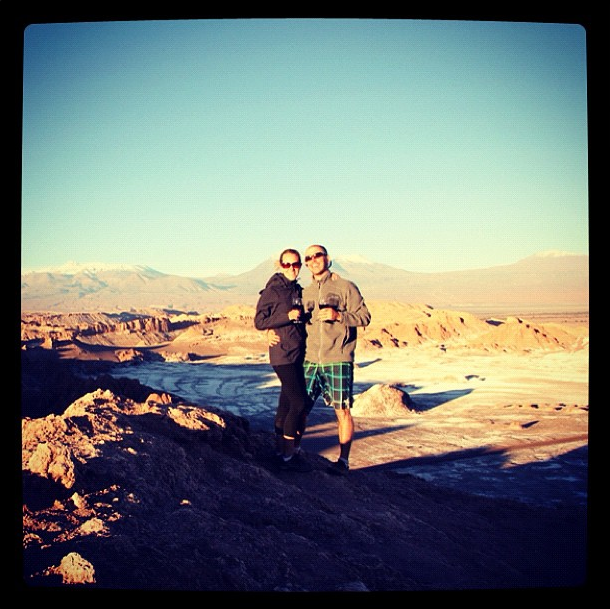 Toasting to Moon Valley in the Atacama Desert, Chile.