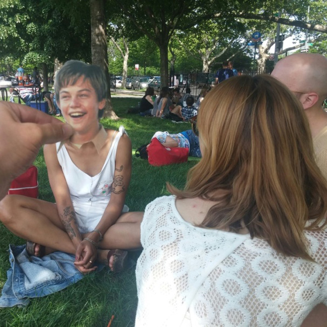 Enjoying a picnic.