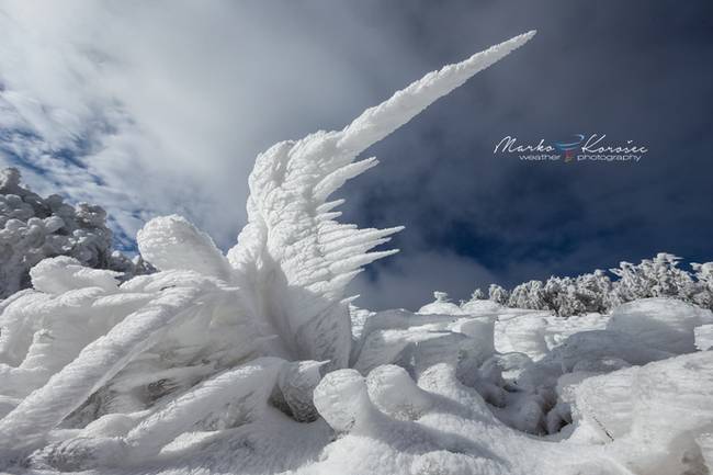 The wind storms facilitated the formation of ice spikes, some measuring up to three feet.