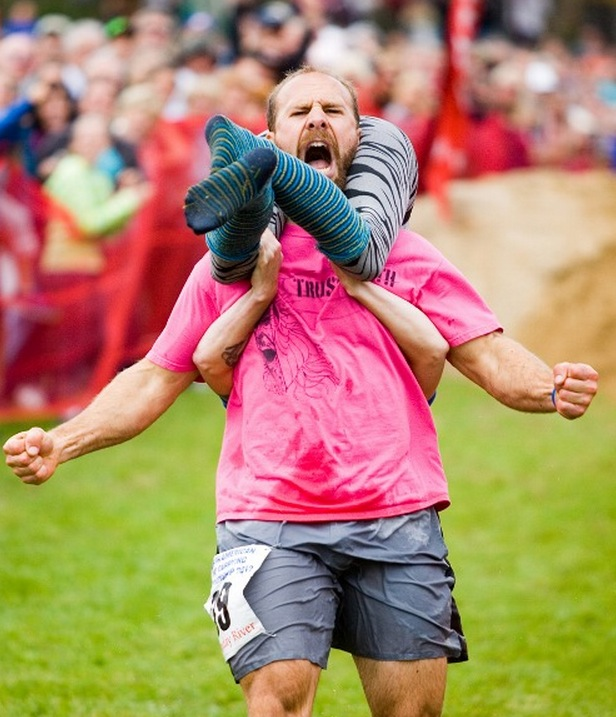 3.) Wife carrying: The man who carries his wife through the obstacles the fastest gets the lady's weight in beer. Grown-ass men only, please.