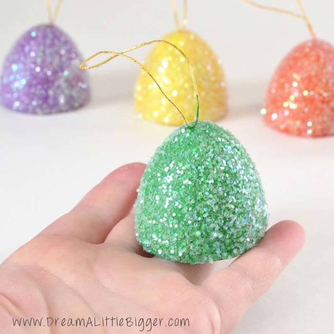 These giant, glittery gumdrops will add a pop of color to your tree.