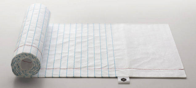 With Tyvek, the scarf allows its owner to write or draw on the body of the wrap, just like a regular piece of paper.