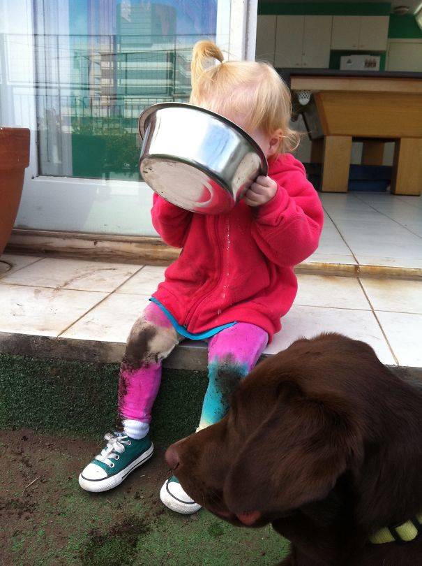 Playing in the mud really makes you thirsty.