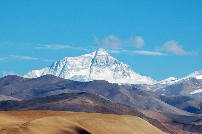 11.) The highest point (measured above sea-level) is Mt. Everest, standing at 29,029 feet or 8,848 meters.
