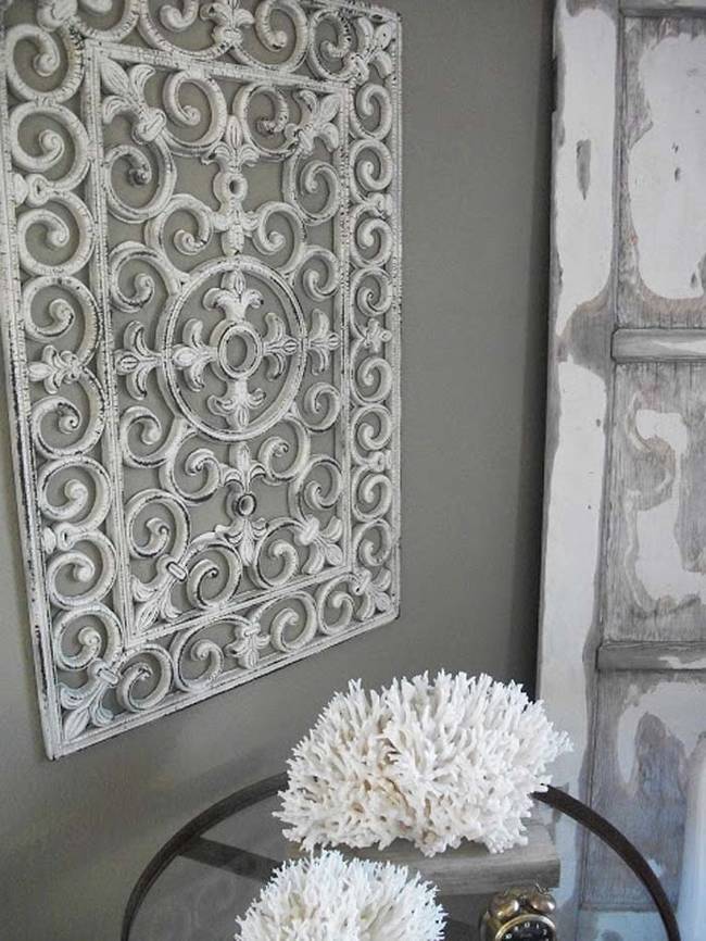 1.) This wrought-iron wall art is actually made from a rubber door mat.