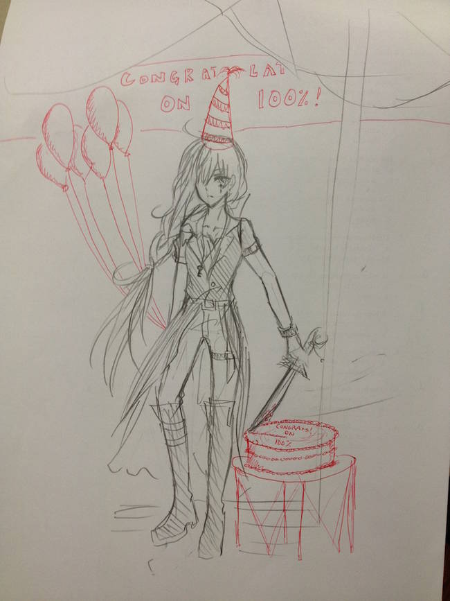 This student managed to pull off a fairly complex doodle <i>and</i> a 100% on the test.