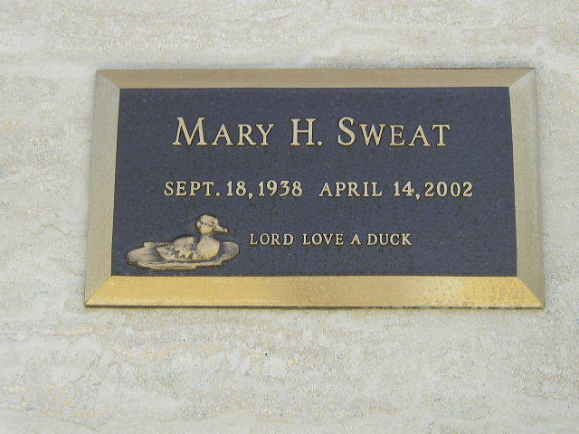 May there be many a duck in heaven for you, then, Mary.