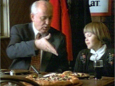 Mikhail Gorbachev once endorsed Pizza Hut, appearing in a commercial advertising 
"The Edge" pizza, a pie with no crust. First the wall and then pizza crust? This guy truly broke down some barriers.