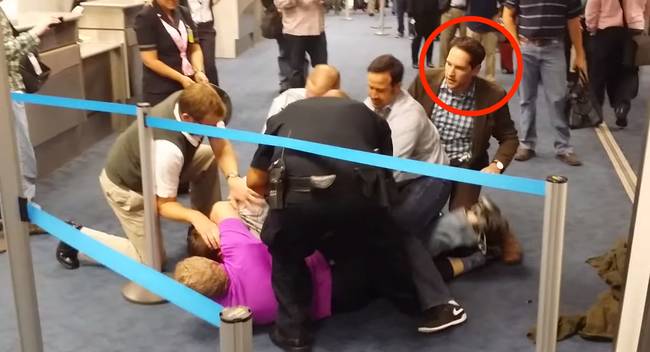 Immediately after kicking and punching him, the crowd of on-lookers, including PAUL RUDD, jumped into action. Or did he...