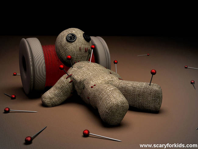 Voodoo dolls are often depicted with pins supposedly meant to harm their target. In reality, the only point to the pins are to attach a picture of a person to the doll.