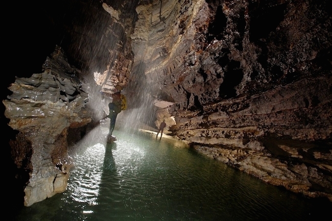 Parts of the cave are completely underwater.