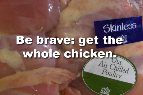 6. Boneless chicken is roughly $2/lb more expensive than those with the bones left in.