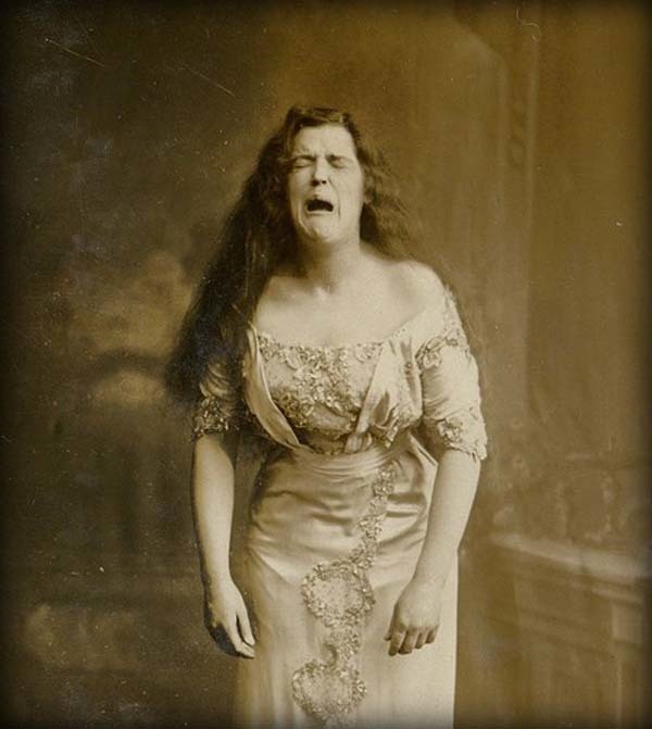 2.) A portrait taken of a woman while she was mid-sneeze (1900).