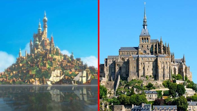 19.) The city and castle in Tangled was also based on Mont Saint-Michel.