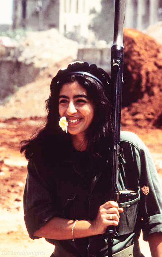 20.) A female Lebanese fighter (1982).