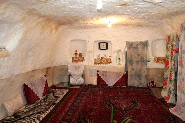 Locals decorate the interior with colorful rugs and tapestries.