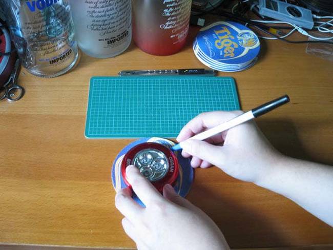 Trace a circle around the LED light.