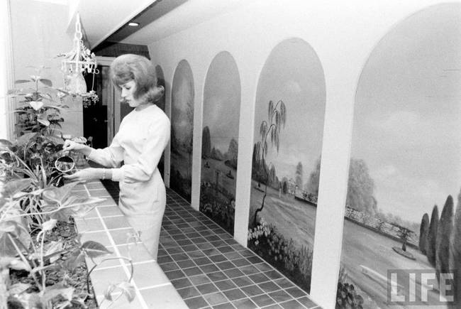 Inside the fallout shelter, you'll see a lot of murals of the outdoors, probably included to make up for the fact that the house has no access to the actual outdoors. While that might keep you safe from radiation, it's also a pretty serious fire hazard.