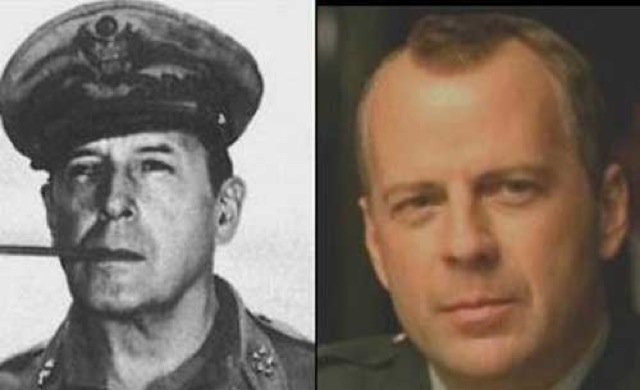 9. Bruce Willis and General Douglas McArthur.