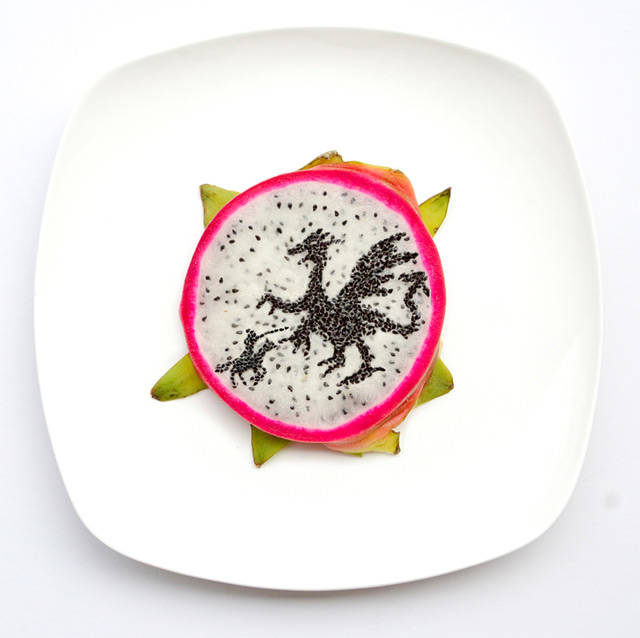 The fruit used to create this is, aptly, a dragonfruit.