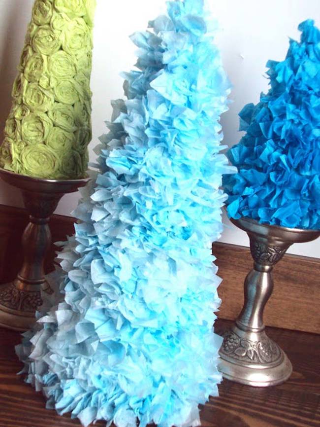 If you have an abundance of tissue paper lying around the house, make a delicate paper Christmas tree.