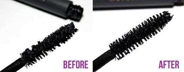 13.) Running your mascara brush under hot water can un-clump it.