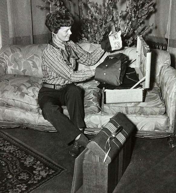 3.) Before taking her final flight, Amelia Earhart posted for photos in 1937.