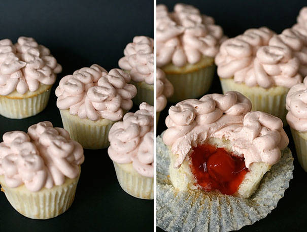 20.) Brain Cupcakes (with "blood clot")
