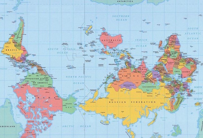 11. There's no up or down in space. This is the South-up Map.