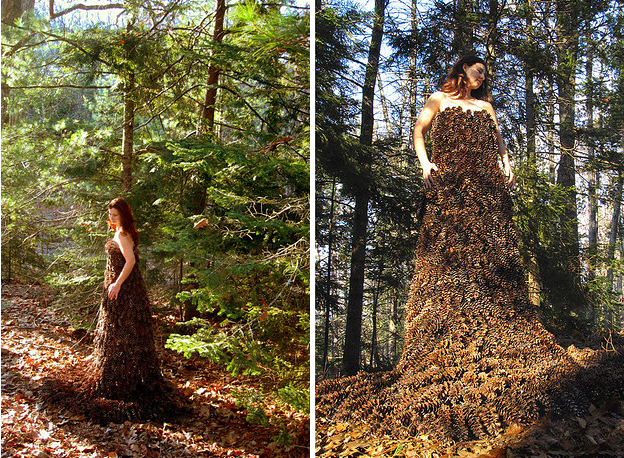 When asked what her most labor-intensive design was, there was no question in her mind. It was the 8 foot tall pine cone dress.