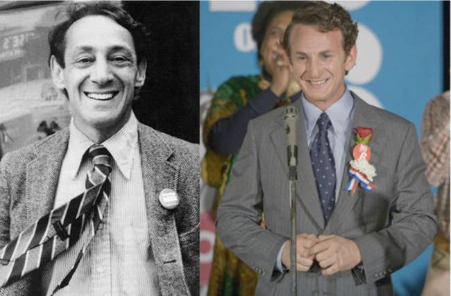 Sean Penn as Harvey Milk in <em>Milk</em>