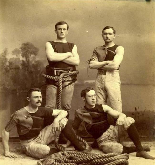 The 1891 Bowdoin College Tug of War Team.