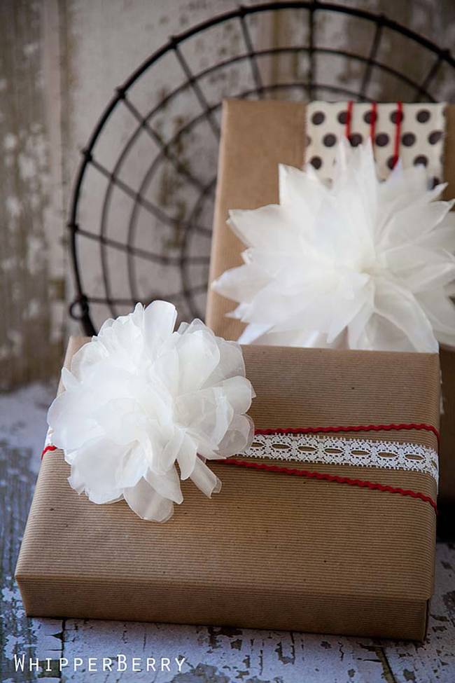 Add an ethereal wax paper bow to your presents.