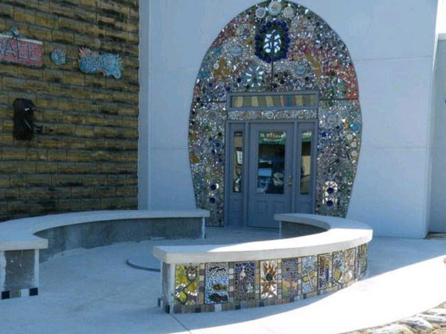 I don't know what's better, the outdoor space or the mosaics.