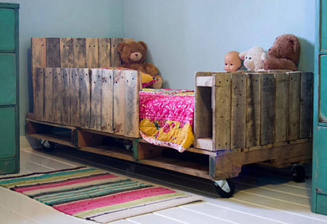 Or a playful, rustic, and mobile bed for the kids.