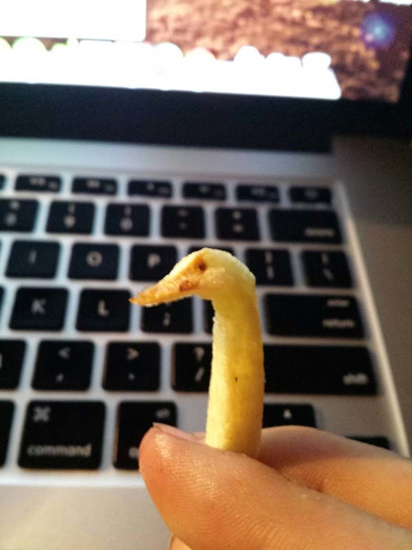 7. This french fry looks like a duck.