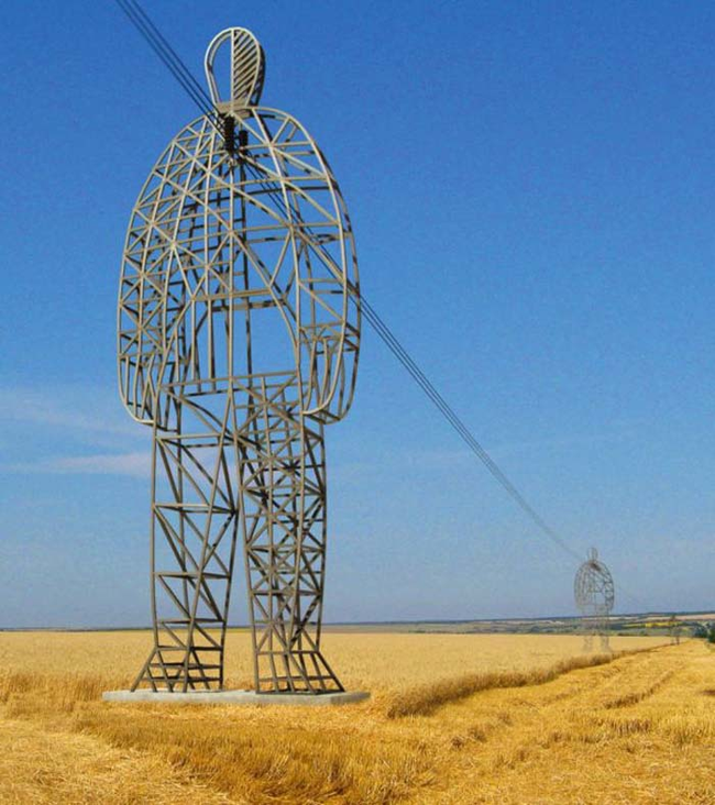 These are actual power lines near Moscow in Russia.