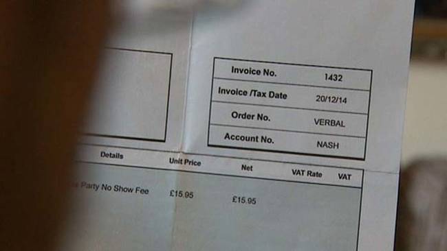 To add insult to injury, the invoice even threatens to take the Nash family to small claims court if the money is not paid.